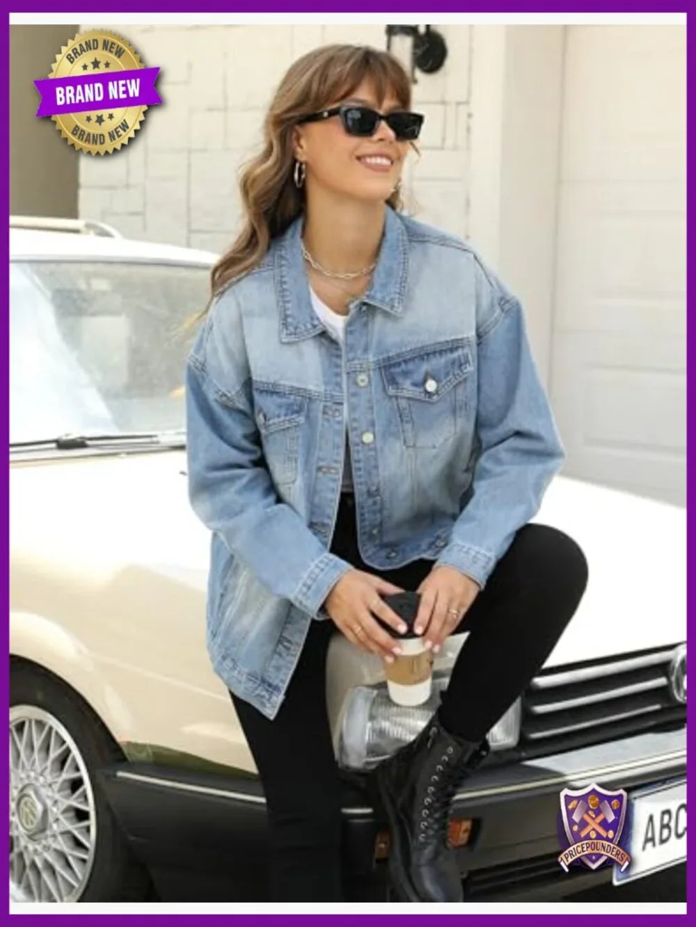 Oversized Mid Long Denim Jacket Jean Biker Coat